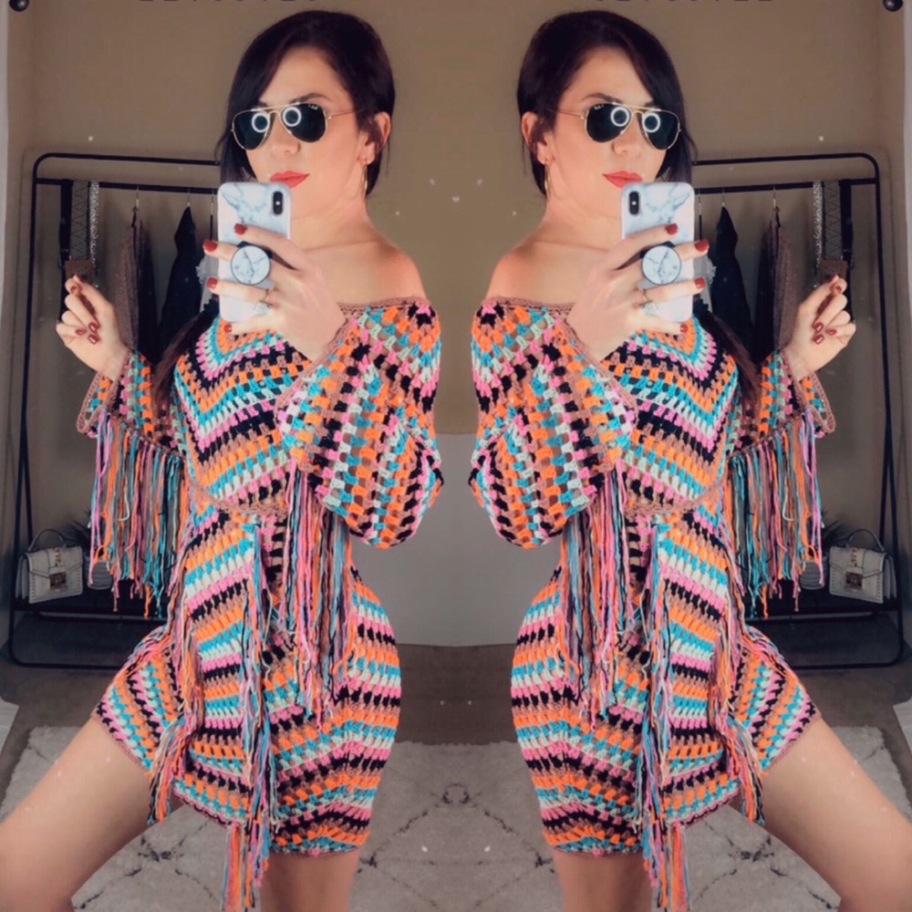 Rainbow Crochet Dress